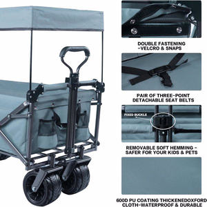 Carrito de Camping Plegable Db, Gris Metálico, con Ruedas Todoterreno, Toldo Extraíble, para Compras al Aire Libre y Senderismo - Product Image 4