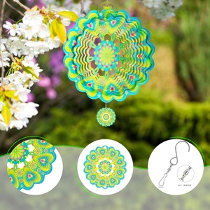 Molino de Viento Mandala Estrellado de 12 Pulgadas, Patrón Geométrico de Acero Inoxidable Cortado con Láser en 3D, Adornos de Jardín, Molino de Viento Colgante - Product Image 3