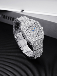 Reloj Deportivo y de Negocios de Lujo para Mujer, con Cierre de Mariposa de Acero Inoxidable, Esfera de Cristal, Pantalla con Indicadores y Diamantes - Product Image 3