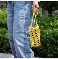Sac à bandoulière fait main pour téléphone, sac de plage au crochet, nouveau sac fourre-tout mini en corde de coton tressée, couleur unie, style simple et tendance