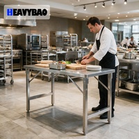 Table de travail l'été, meuble de cuisine de laboratoire, à nœuds, avec Tube carré en acier inoxydable, pliable