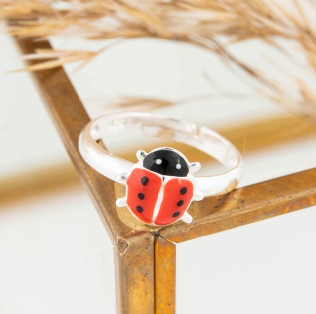 Inspire Jewelry Stainless Cute Ladybug Ring Adjustable Custom for Fashion Women Jewelry High-end Jewelry