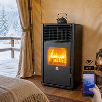 Poêle à granulés de bois intelligent WiFi 2026, double mode, chauffage à air chaud avec plaque de cuisson pour hôtel et bureau