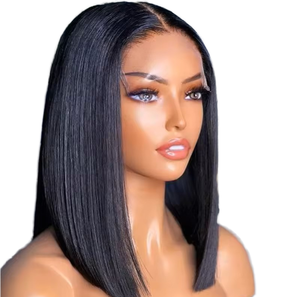 วิกผมบ๊อบบราซิลแท้แบบธรรมชาติ  ถอนขนเด็กมาแล้ว  ความหนาแน่น 180%  วิกผมสั้นด้านหน้าแบบใส  สำหรับผู้หญิงผิวสีดำ <span class=keywords><strong>ผม</strong></span>ตรง - Product Image 1