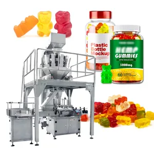 Multi function automatic jar bottle can cotton jelly gummy candy filling machine