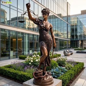 Statue de la Déesse de la Justice YouFine grandeur nature en bronze pour extérieur, sculpture personnalisée de Thémis à la voie couverte pour la décoration des tribunaux - Product Image 1