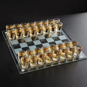 Bicchiere di vino di <span class=keywords><strong>vetro</strong></span> Set per scacchi gioco di scacchi da tavolo di cristallo bicchiere di vino Set Bar bere gioco Set di scacchi e dama - Product Image 3