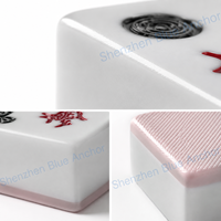 Ensemble de Mahjong américain de luxe en coquille avec des tuiles à motifs floraux et de dragons pour les soirées de jeux détente