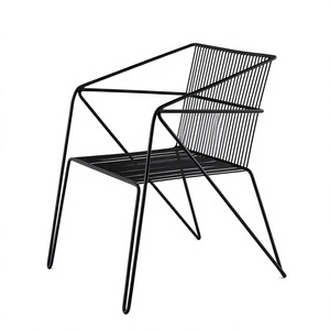 Black Powder Coated Modern Design Foam Filled Iron Wire Chair for Indoor and Outdoor Use - Product Image 1