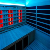 Sauna Inframerah Dalam Ruangan untuk 4 Orang, Terbuat dari Kayu Hemlock dengan Panel Kontrol