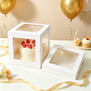 Caixa de Bolo de Aniversário <span class=keywords><strong>8</strong></span>*<span class=keywords><strong>8</strong></span>*<span class=keywords><strong>8</strong></span> Polegadas para Atacado, Embalagem para Bolos e Doces com Janelas - Product Image 4