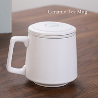 Tasse à thé en céramique noire et blanche, personnalisée, Logo gravé au Laser, rustique, mate, avec infuseur et couvercle, 13oz
