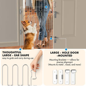 Barrière de porte rétractable en métal, 24,4 pouces de large, 35 pouces de haut, barrière de sécurité pour <span class=keywords><strong>chien</strong></span> pour porte d'entrée, installation facile, barrière rétractable pour animaux de compagnie - Product Image 5