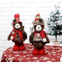 Vente en gros de ours en peluche bruns mignons pour Noël, en plastique et polyester, pour une utilisation en intérieur/extérieur, cadeaux pour enfants