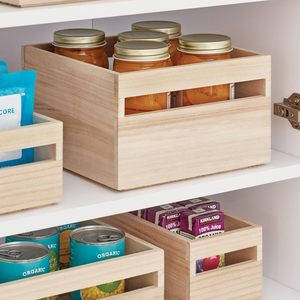 Wooden Storage Box Rectangle No Lid Multi Functional Cabinet Organizer <b>Home</b> Use - Product Image 1