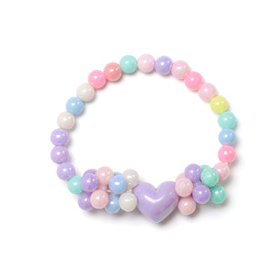 ชุดสร้อยคอและกำไลข้อมือรูปหัวใจเรซิ่นหลากสีสันสำหรับเด็ก ของขวัญเครื่องประดับเจ้าหญิง - Product Image 5