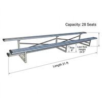 Gradins modulaires portables à 2 rangées, 21 pieds, 28 sièges, gradins en aluminium à vendre |   Anodisé OEM