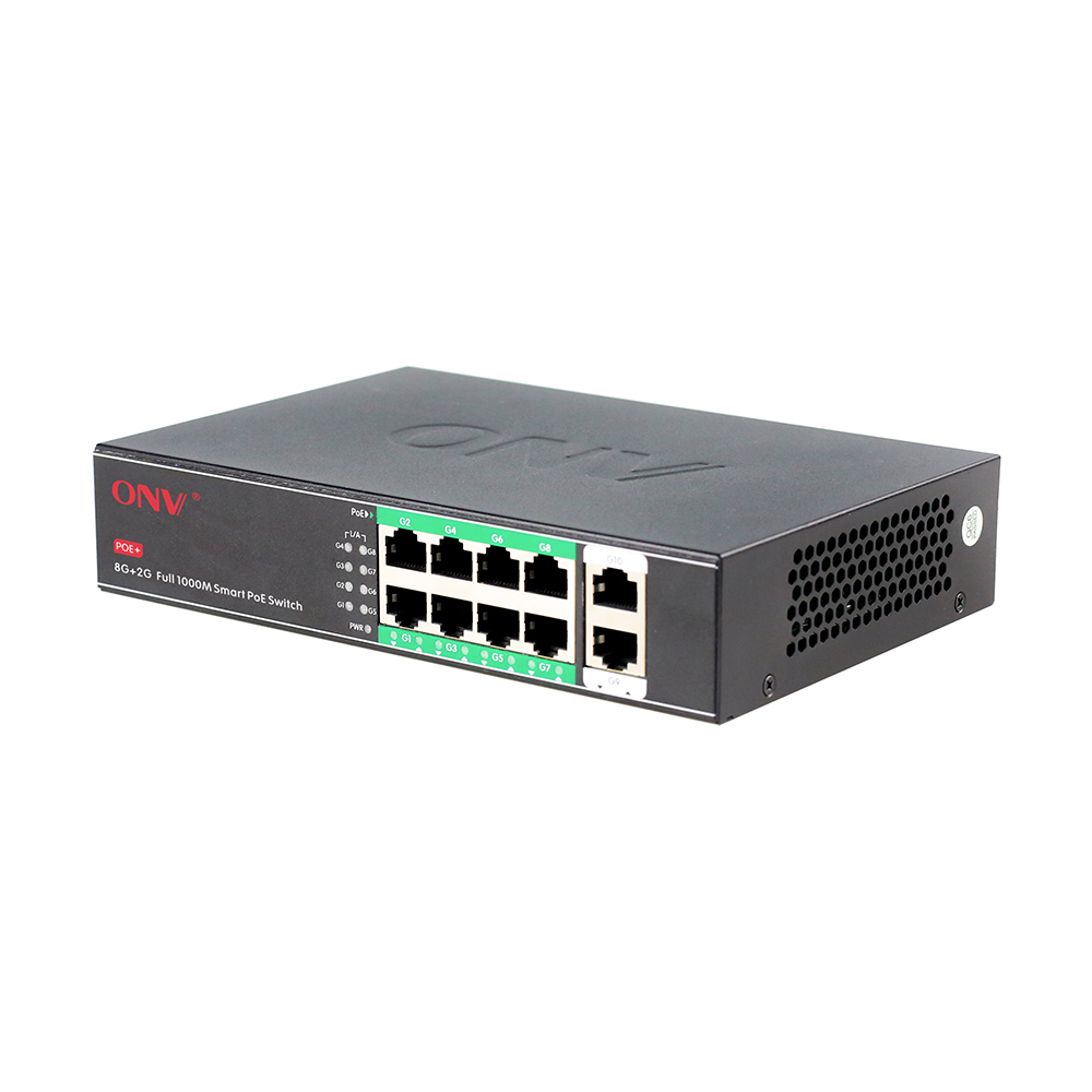 8 Port 10/100/1000M PoE Switch With 2 Uplink Ports 120W Power For IP Camera Wireless AP ONV-H3108PS · image 2