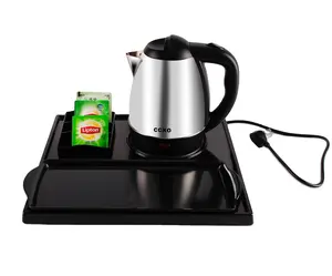 2022 Hotel Electric Kettle Tray Set 3 In 1 Melamine Tea Tray Welcome Tray Set Black / White Color