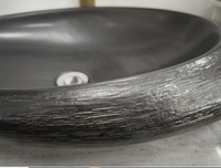 Vasques en céramique noires en forme d'œuf pour salle de bain, à poser sur le comptoir