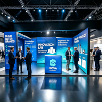 Stand d'exposition pliable en aluminium LED personnalisé pour salon professionnel, avec sublimation par transfert thermique, stand publicitaire droit pour exposition, 20x10