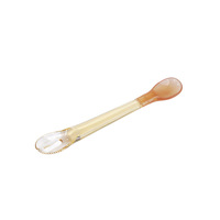 Cuillère à double extrémité en silicone pour bébé, pour porridge et purée de fruits, ensemble de couverts portables avec boîte, design singe de dessin animé mignon