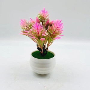 Plantes artificielles en pot Qi Xing 14 cm, décoration d'intérieur en plastique, verdure, petit bonsaï, fausses fleurs - Product Image 2