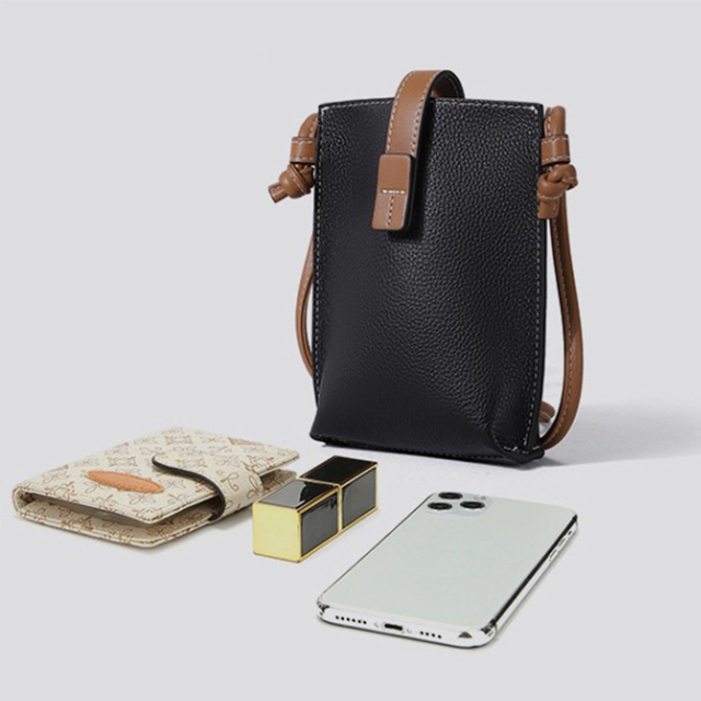Higher Quality Fashion Genuine Leather Small Crossbody Shoulder Pocket Wallet Pouch Cell Mobile Phone Bag Case With Neck Strap