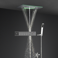 Ensemble de douche colonne de luxe à affichage numérique thermostatique, 4 fonctions, avec pommeau de douche LED effet pluie et cascade