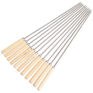 Stainless Steel Barbecue Needle with Wooden Handle Non-Magnetic round Stick Flat Stick Accessory Tools Type - Product Image 1