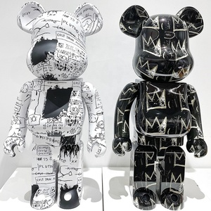 Figurines d'ours en résine <span class=keywords><strong>Chiaki</strong></span> DIY Bearbrick 400% - Ours Violent Noir et Or, Placage Transparent Vert Lac - Product Image 4