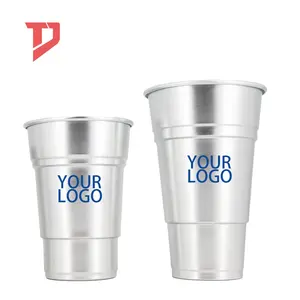 Logo personalizzato Color Party boccale di birra in alluminio bicchiere in metallo bicchiere in alluminio usa e getta tazza riciclabile da 32 once