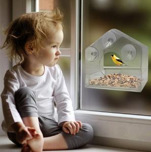 Şeffaf akrilik kuş besleyici açık kafes asılı kuş besleyici açık aviary pencere suckers - Product Image 2