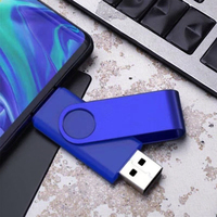 Grosir Pabrik ponsel komputer mobil Dual guna Usb 2.0 Flash Drive 128MB-128G logo kustom logam berputar Usb