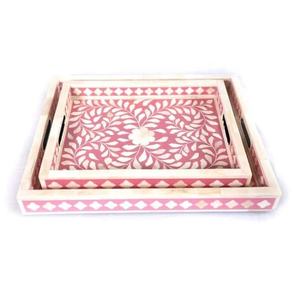 ถาดลายฉลุกระดูกอินเดีย ดีไซน์เรียบง่าย ถาดตกแต่งคุณภาพดี ถาดกลมสีน้ำเงินลายฉลุกระดูก - Product Image 2