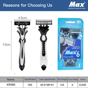 A6P06104 MAX Soporte del Fabricante, Logotipo Personalizado, Paquete en Blister, Maquinilla de Afeitar Desechable Facial de 6 Hojas para Hombre - Product Image 6