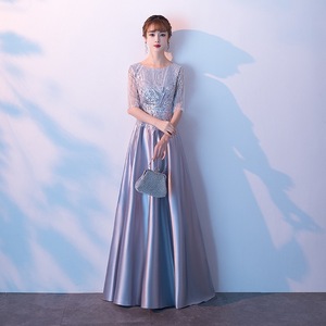 Women's Long Evening Gown Plus Size Slimming Stage Performance Wedding Dress Burgundy Gold Silver Black Champagne Acetate Fiber - Product Image 2
