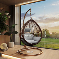 Fauteuil suspendu Egg avec structure métallique, rotin tressé PE, design moderne, mobilier d'extérieur portable pour parc, salle de sport, balcon, siège 2 personnes