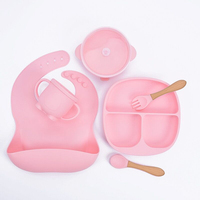 Vaisselle pour bébé en silicone souple. Assiettes à repas divisées avec ventouses. Anti-brûlure et anti-chute.