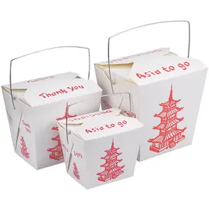 Бумажная коробка премиум-класса для приготовления жареной курицы, макаронных изделий, Ланч-бокс для жарки риса, суши, салата, коробка для приготовления пищи на вынос с ручкой