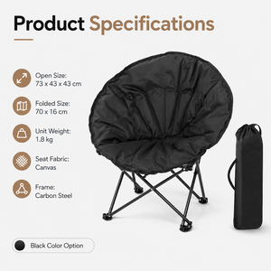 Chaise de camping pliante portable style coquille, moderne et inclinable, pour extérieur, jardin, randonnée, parc, plage, pique-nique, pêche - Product Image 2