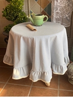 Nappe à volants rayée style campagnard américain, en mélange polyester-coton, pour tables carrées et rondes