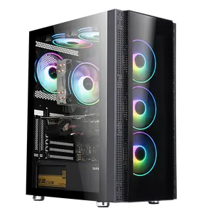 SAMA ATX Tower Casing Pc Gaming, Kaca Tempered Casing Komputer & Menara USB3.0 Kabinet Pc