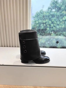 Bottines pour femmes, mode, bicolores, d'inspiration vintage, bout uni, décor boutonné, talon haut, imperméables, respirantes, thermiques, été - Product Image 2