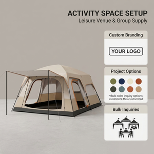 Carpa <span class=keywords><strong>de</strong></span> Cabina Doble Personalizable, Refugio Familiar Grande para Glamping, Impermeable, con Toldo Frontal Extendido, Resistente al Viento, Pabellón para Exteriores - Product Image 4