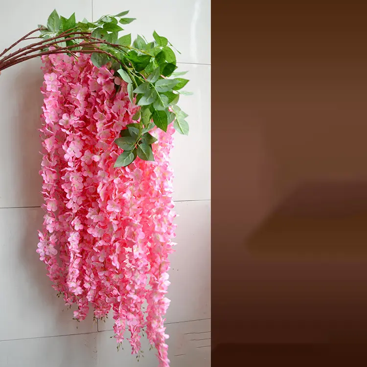 Hortensia de glicina para boda, guirnalda de mimbre artificial para colgar en la pared