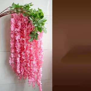 DIY casamento glicínias hortênsia simulação flor corda rattan casamento videira falsa parede pendurado artificial teto feijão flor