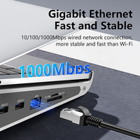 Station d'accueil portable 7-en-1 en aluminium avec support USB-C vers HDTV, RJ45, SD, TF, Hub USB 3.0 5 Gbps et Hub PD 7 ports pour ordinateur portable