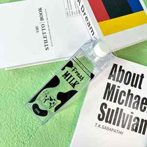 Fashion Hot Selling 500ml/1000ml Square Plastic Milk/Juice <b>Bottle</b> Direct Drinking Leak-Proof with Lid & <b>Straw</b> - Product Image 1