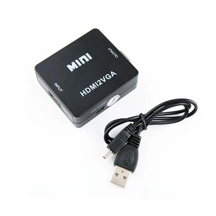 OEM/ODM HDMI to VGA Converter HDCP 1.2 HD Mini VGA Convert Audio and Video Cable 1960*1080p@60hz AV to HDMI Adapter for HDTV PC